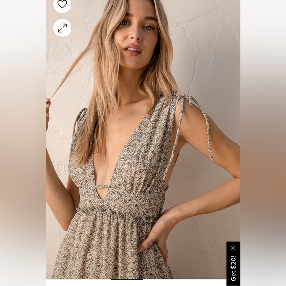 Lulus Wandering Wistfully Cream Floral Print Tiered Maxi Dress Medium - Picture 2 of 13